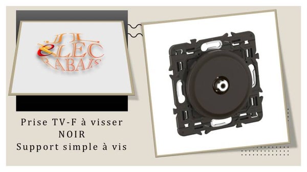 Prise TV-F à visser (enjoliveur noir) - support simple à vis