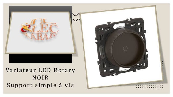 Interrupteur variateur Rotary (enjoliveur noir) - support simple à vis