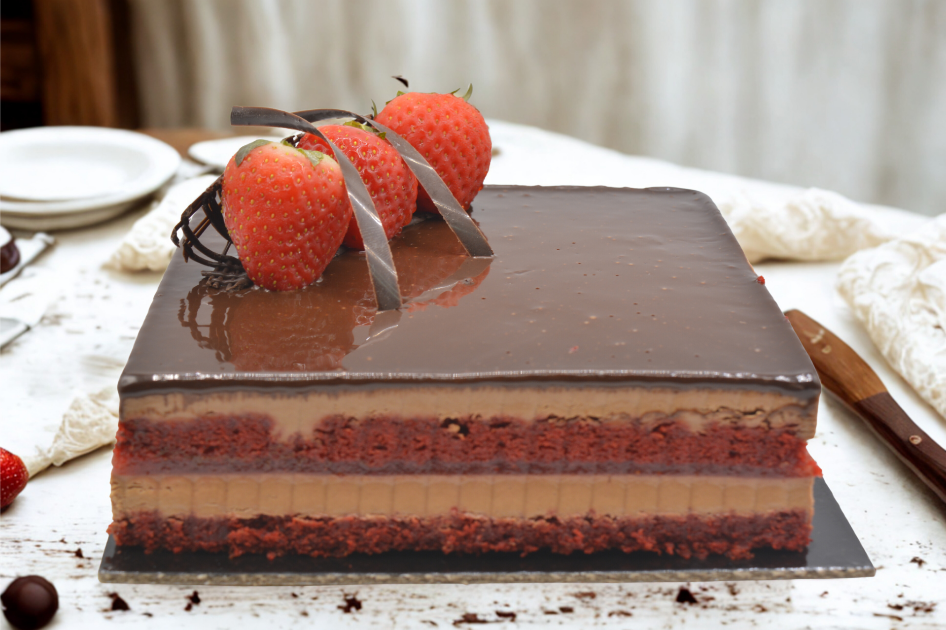 Mousse de chocolate y frutos rojos