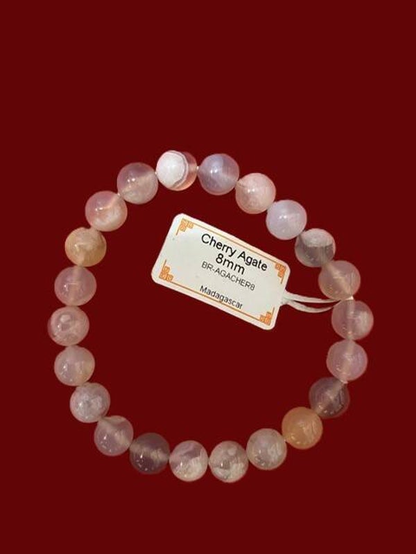 EIBC049 BRACELET AGATE CERISE 8MM