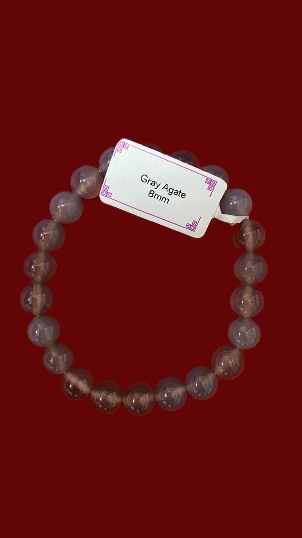 EIBC038 BRACELET AGATE GRISE 8MM