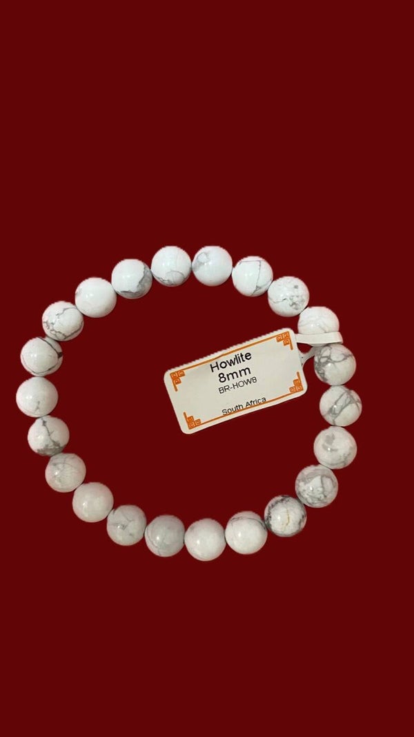 EIBC043 BRACELET HOWLITE BLANCHE 8MM