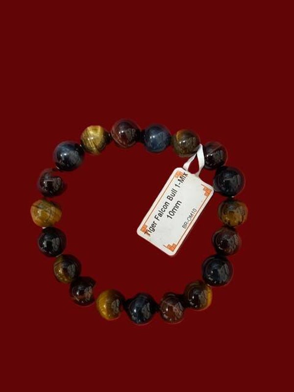 EIBC029 BRACELET OEIL DE TIGRE TAUREAU ET FAUCON 8MM