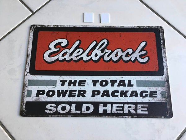 Metaal bord edelbrock the total power package sold here