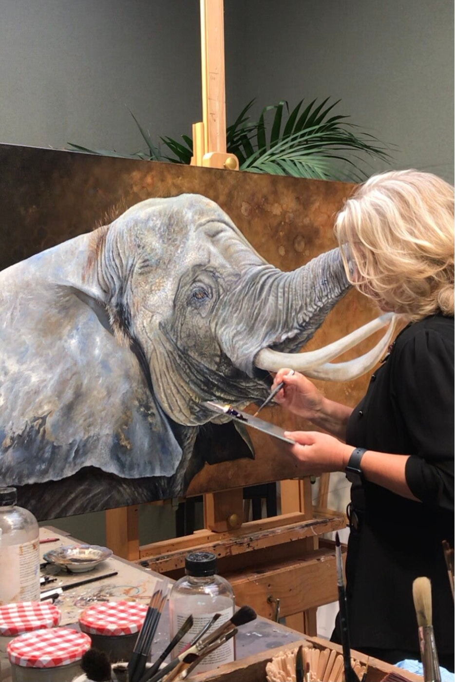 Wiite tijger olieverf schilderij door Gerrie Mathijssen
