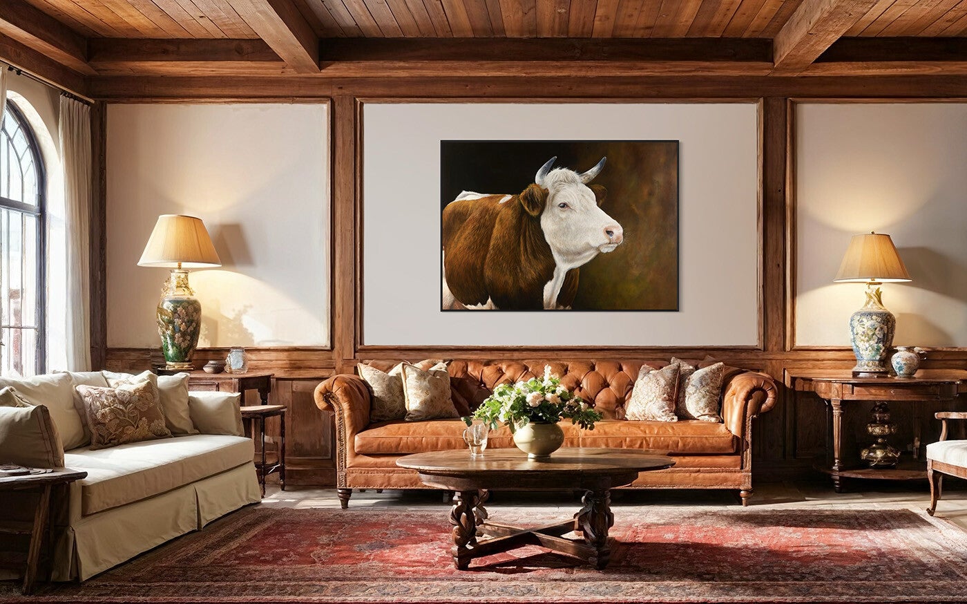 Margje Een rood bonte koe in olieverf door Gerrie Mathijssen