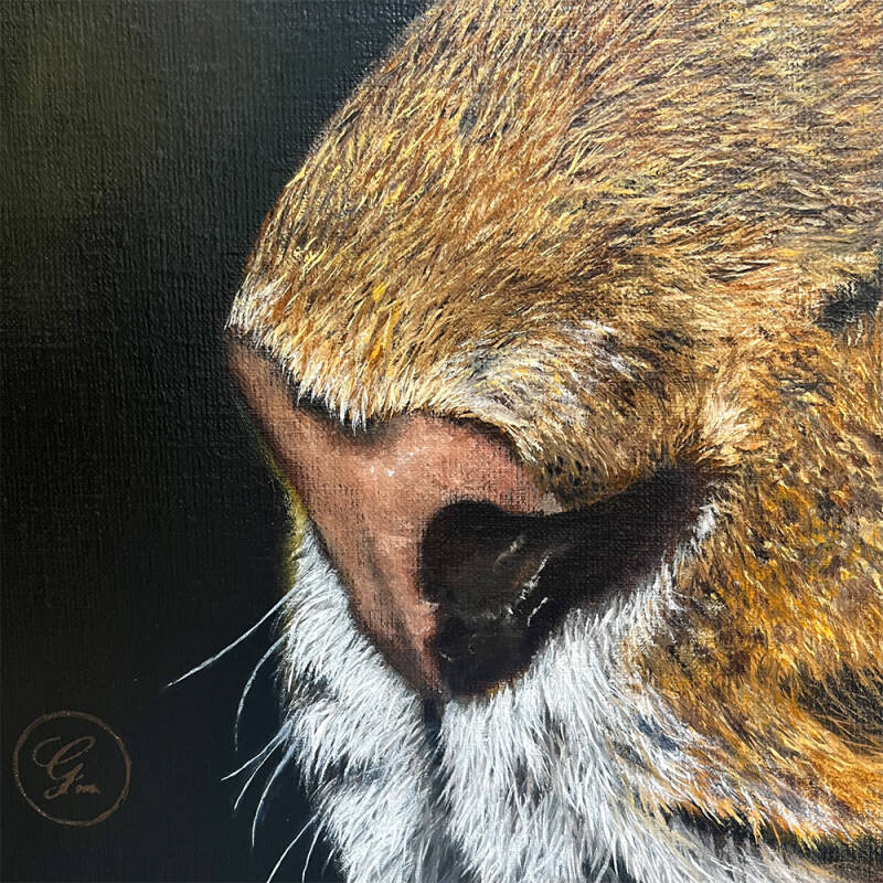 Luipaard, panter | realistisch olieverf schilderij van kunstenares Gerrie Mathijssen