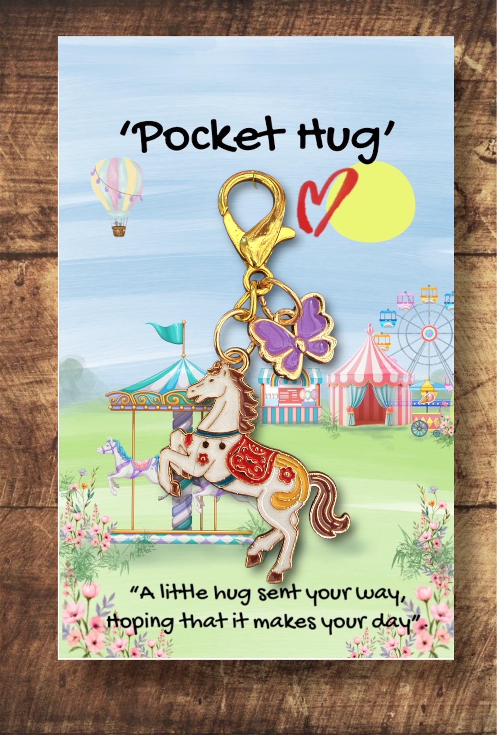 Carousel horse with butterfly