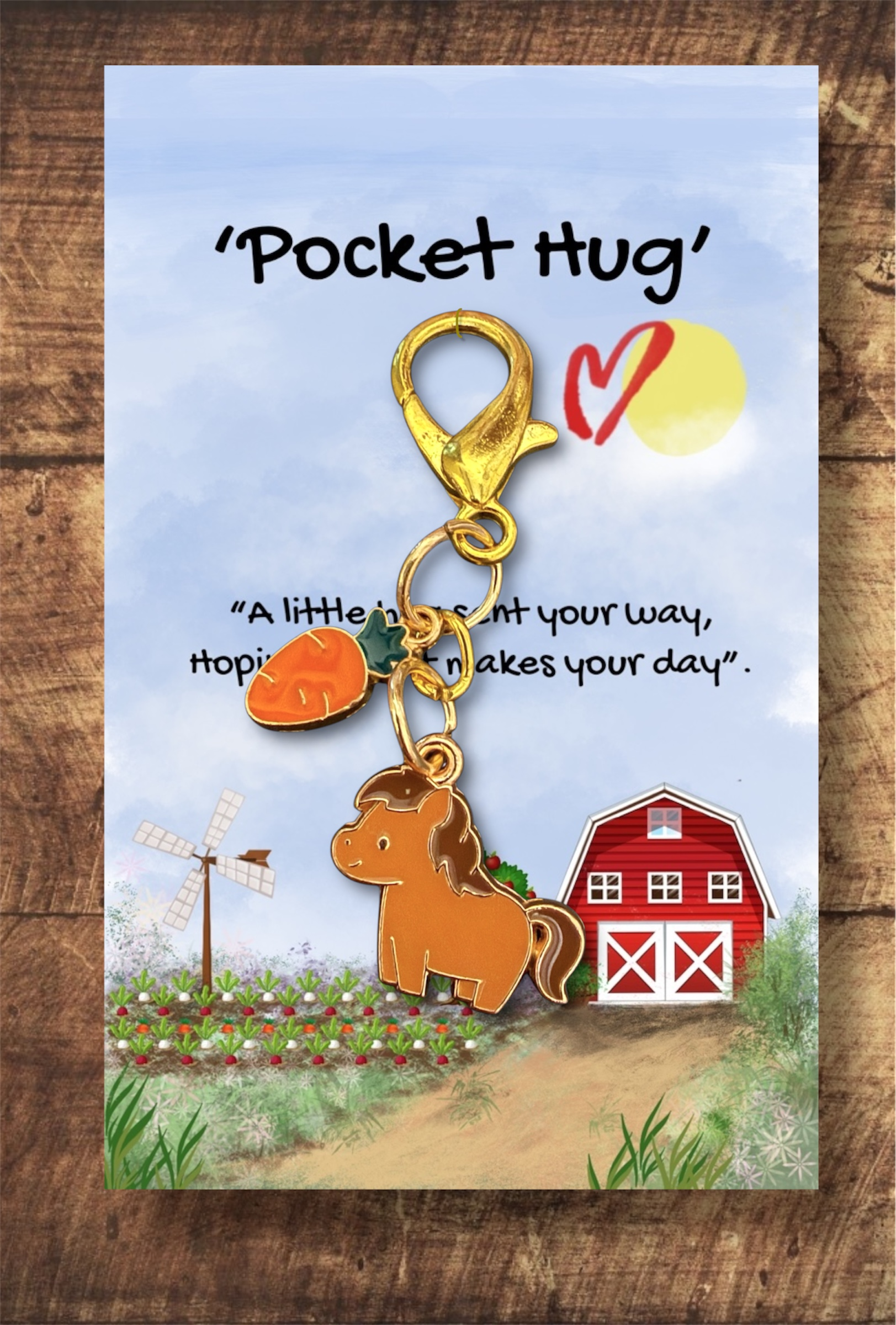 Picture of cute pony and carrot hug
