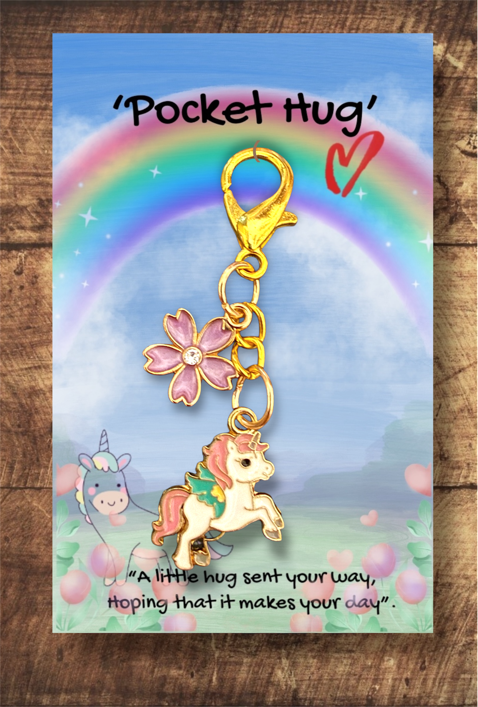 Flying unicorn with flower