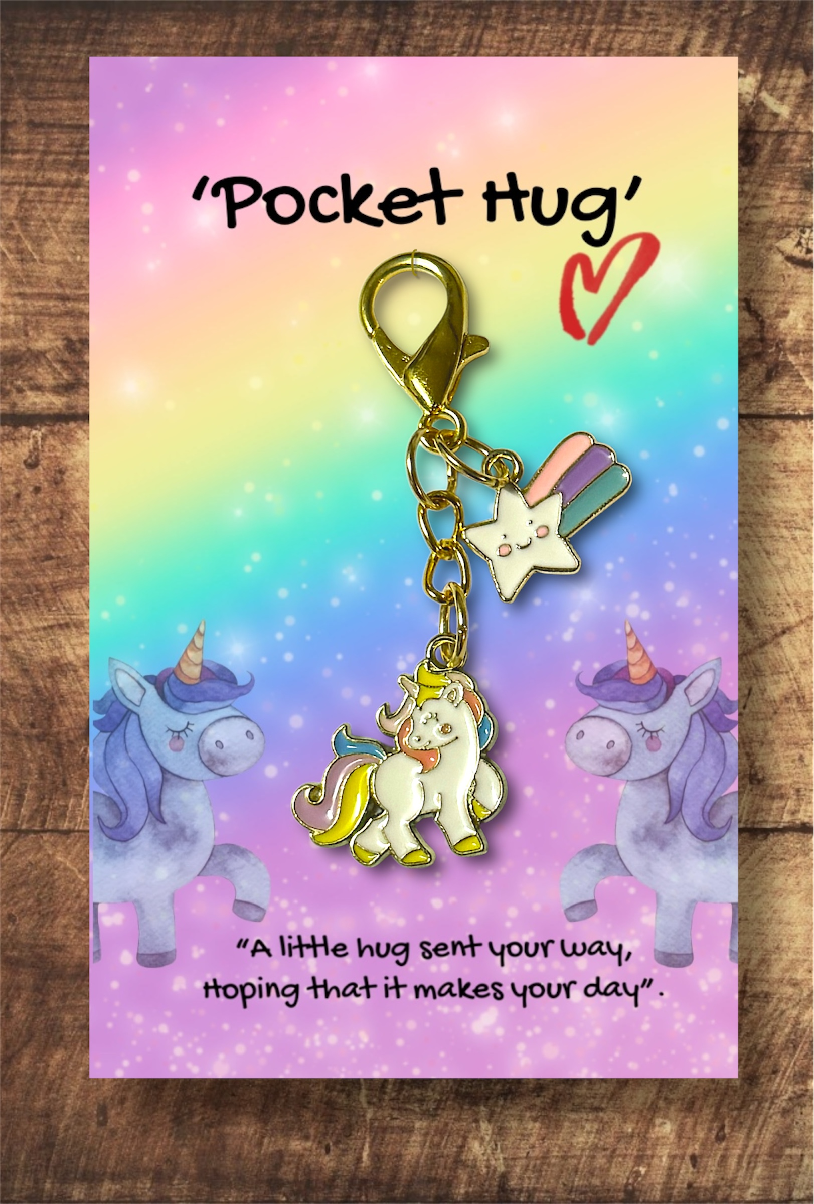 Prancing unicorn with rainbow