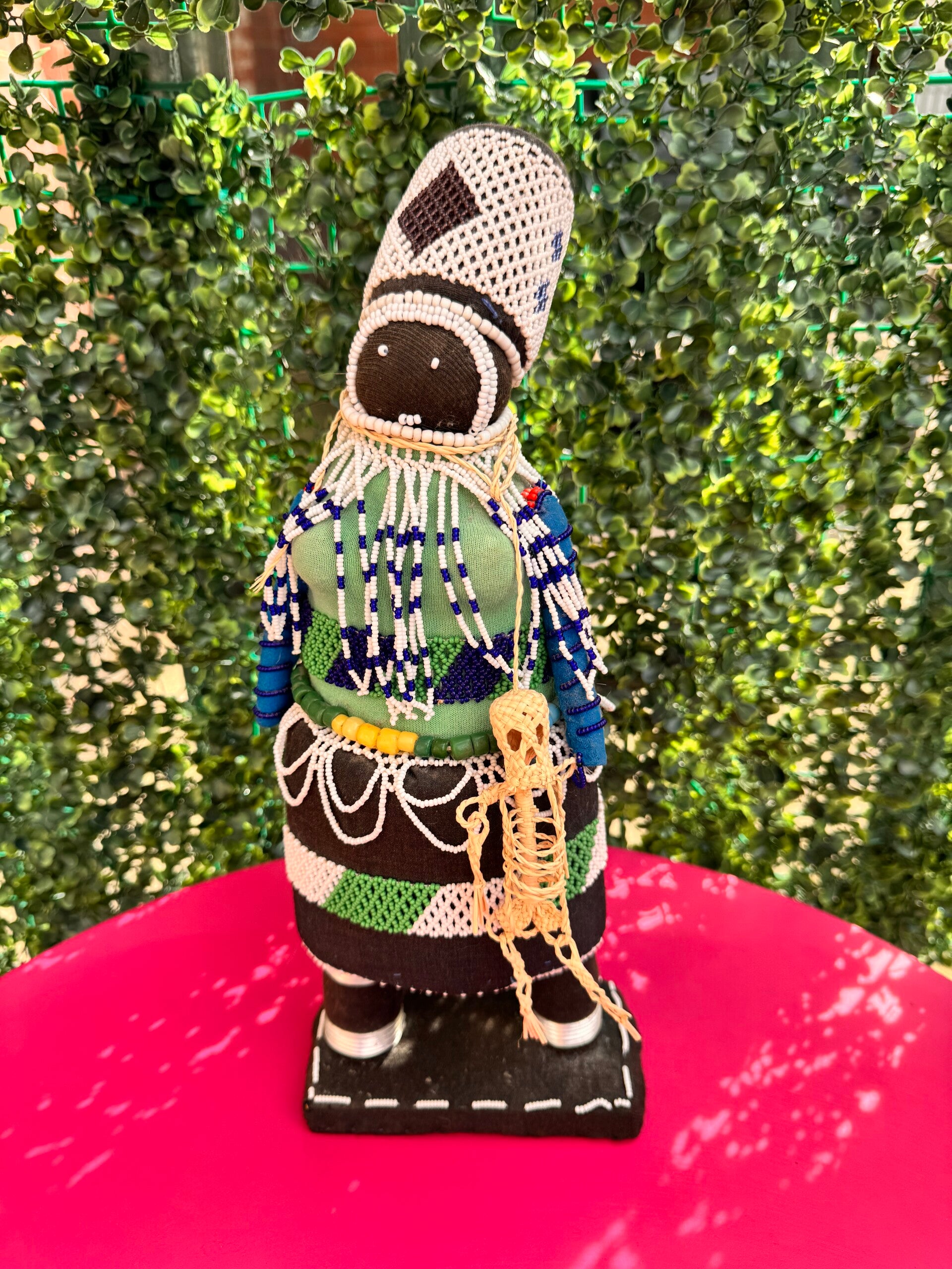 Large 35cm South African Beaded Zulu Diviner Doll (Sangoma) - Folk Art