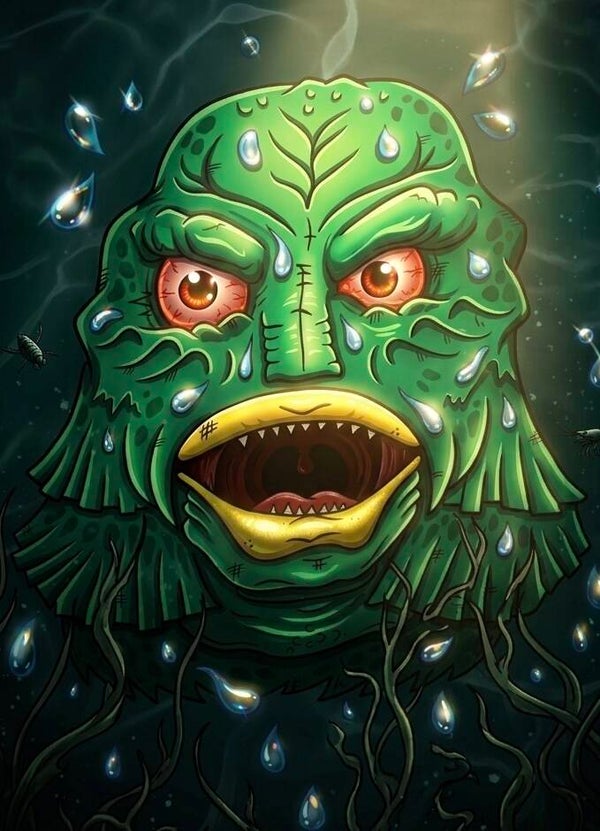 Unleash the Gill-Man: Premium Hand-Illustrated Digital A4 Print