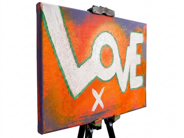 Bold & Vibrant Abstract "LOVE" Acrylic Painting 30cm x40cm
