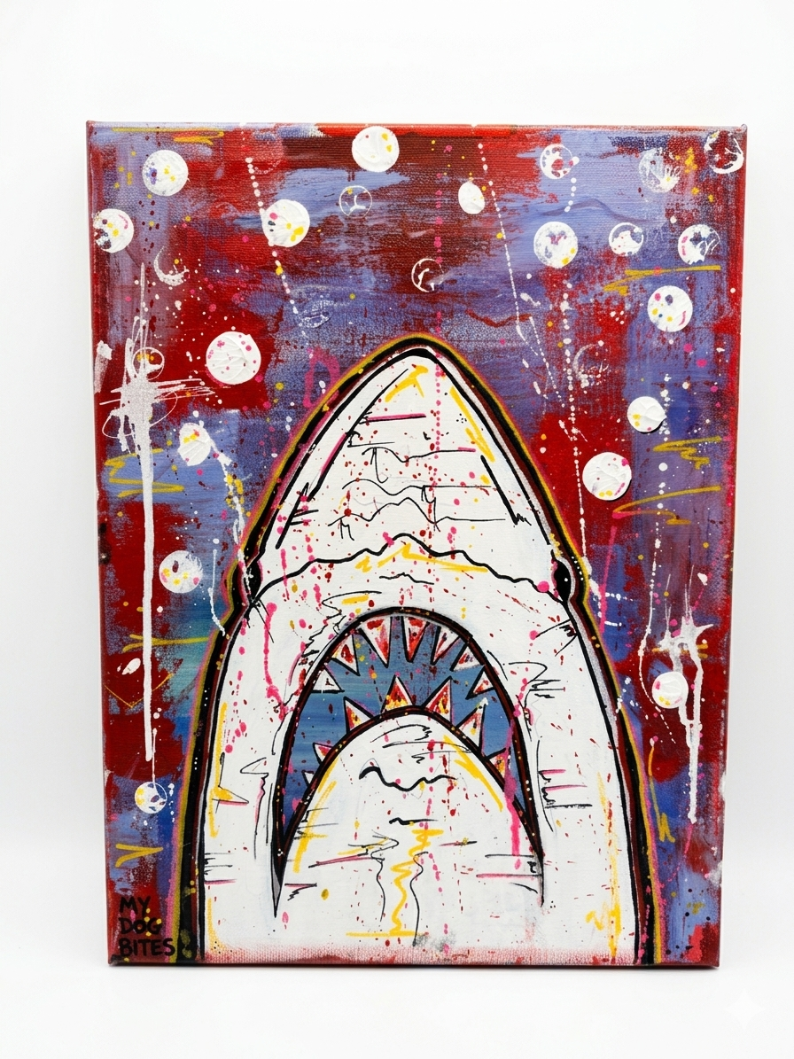 Acrylic Shark Attack Painting