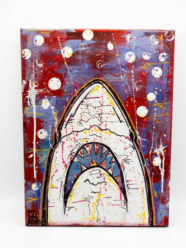 Acrylic Shark Attack Painting