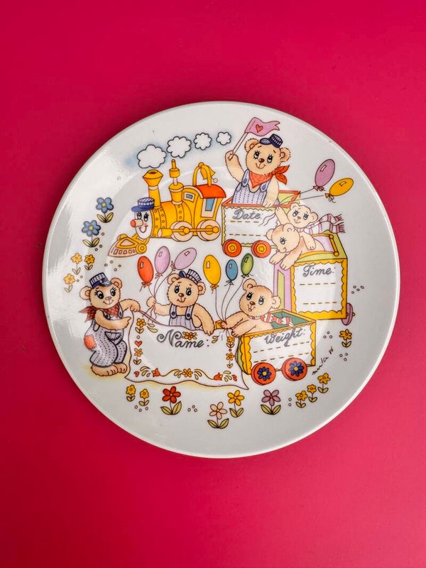 Vintage 1970s/1980s Baby Birth Announcement Wall Plaque Plate