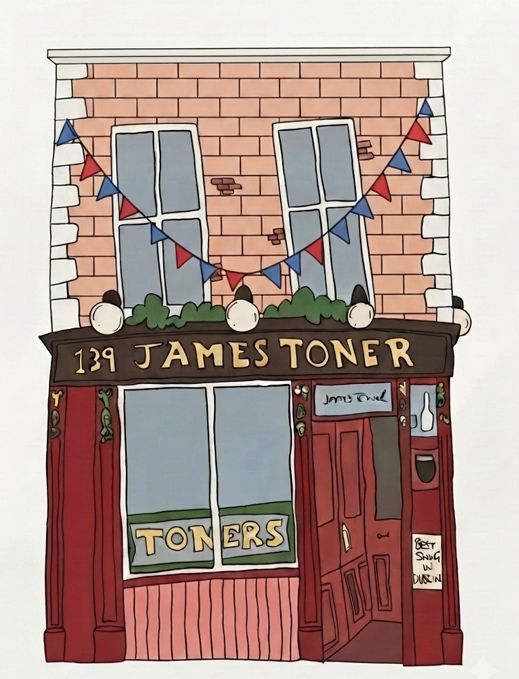 "Toners Pub Dublin" Hand-Illustrated Art Print | Iconic Irish Pub Wall Art | Dublin Gift, A4 Digital Illustration Print