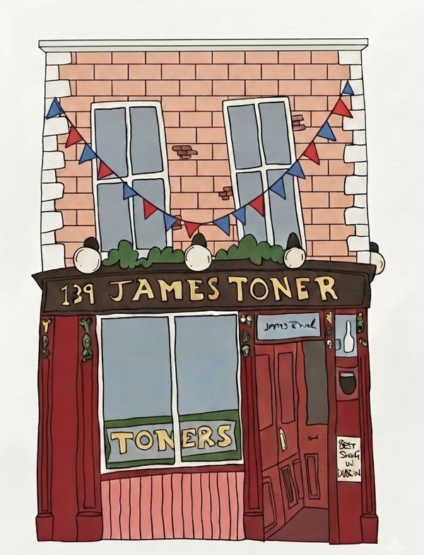 "Toners Pub Dublin" Hand-Illustrated Art Print | Iconic Irish Pub Wall Art | Dublin Gift, A4 Digital Illustration Print