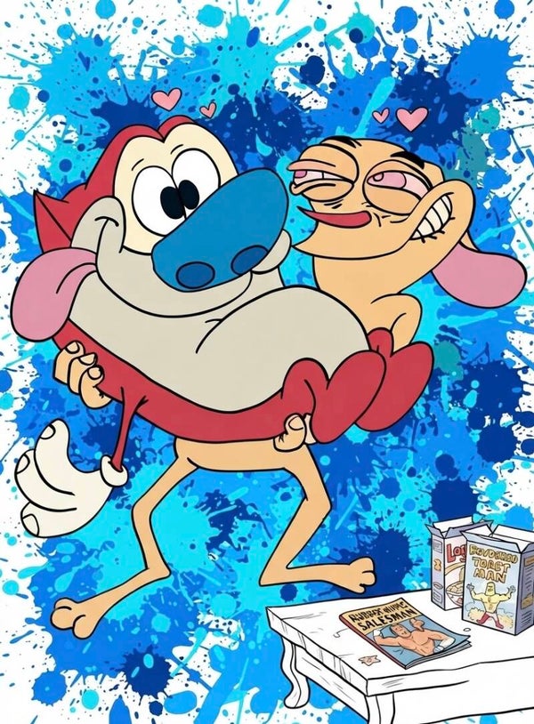 Hand-Illustrated Ren & Stimpy A4 Digital Art Print