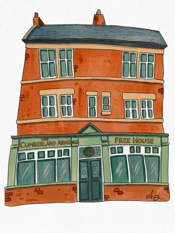 Bring the Ouseburn Home: The Cumberland Arms Hand-Illustrated A4 Digital Print