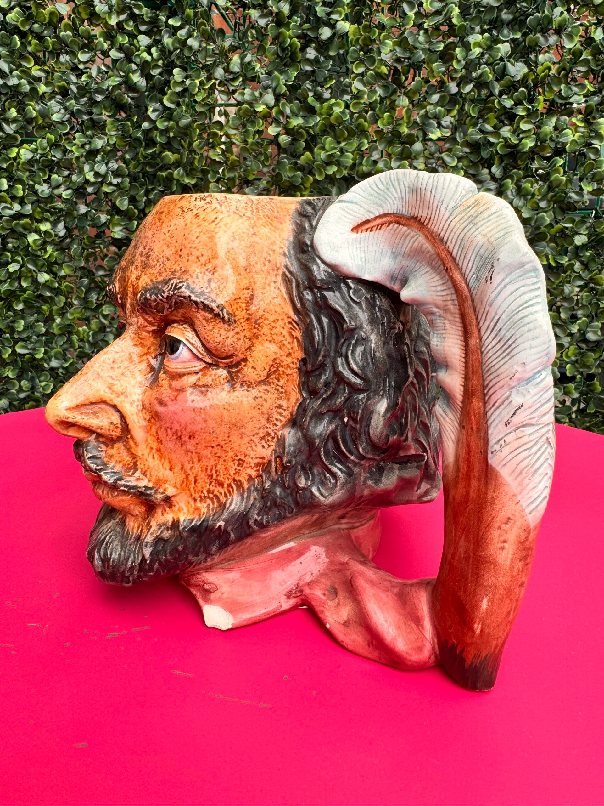 Vintage Hand-Painted William Shakespeare Character Jug – Portuguese Ceramic (Magrou) with Quill Handle