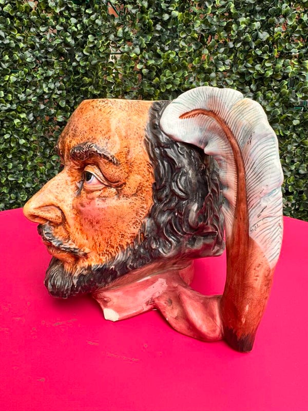 Vintage Hand-Painted William Shakespeare Character Jug – Portuguese Ceramic (Magrou) with Quill Handle