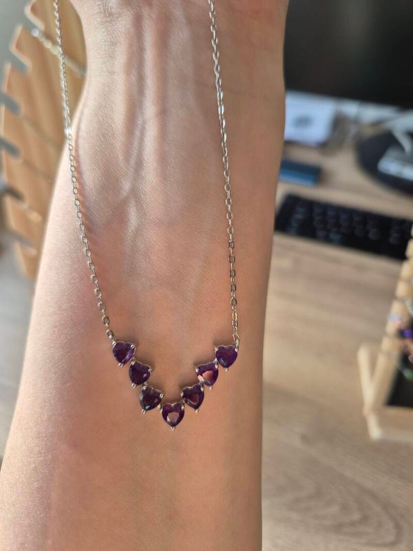Ketting met amethist hartjes