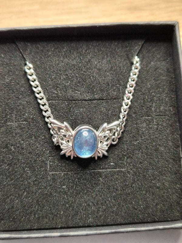 Armband van RVS met vlinder van aquamarijn