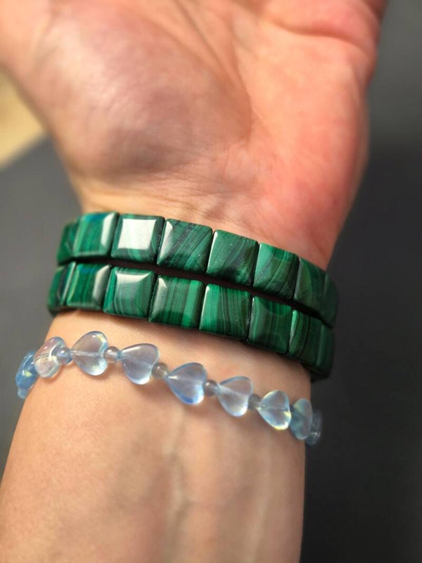 Soft bangle malachiet vierkant (10 mm)