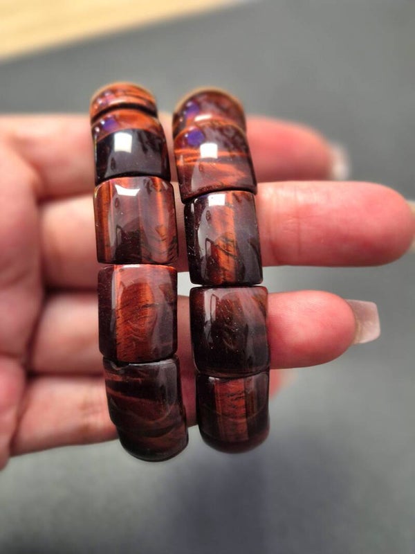 Tijgeroog rood soft bangle (15 mm)