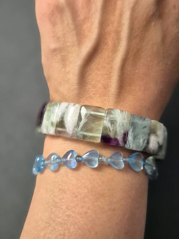 Feather fluoriet / sneeuwvlok fluoriet soft bangle (17 mm) HQ