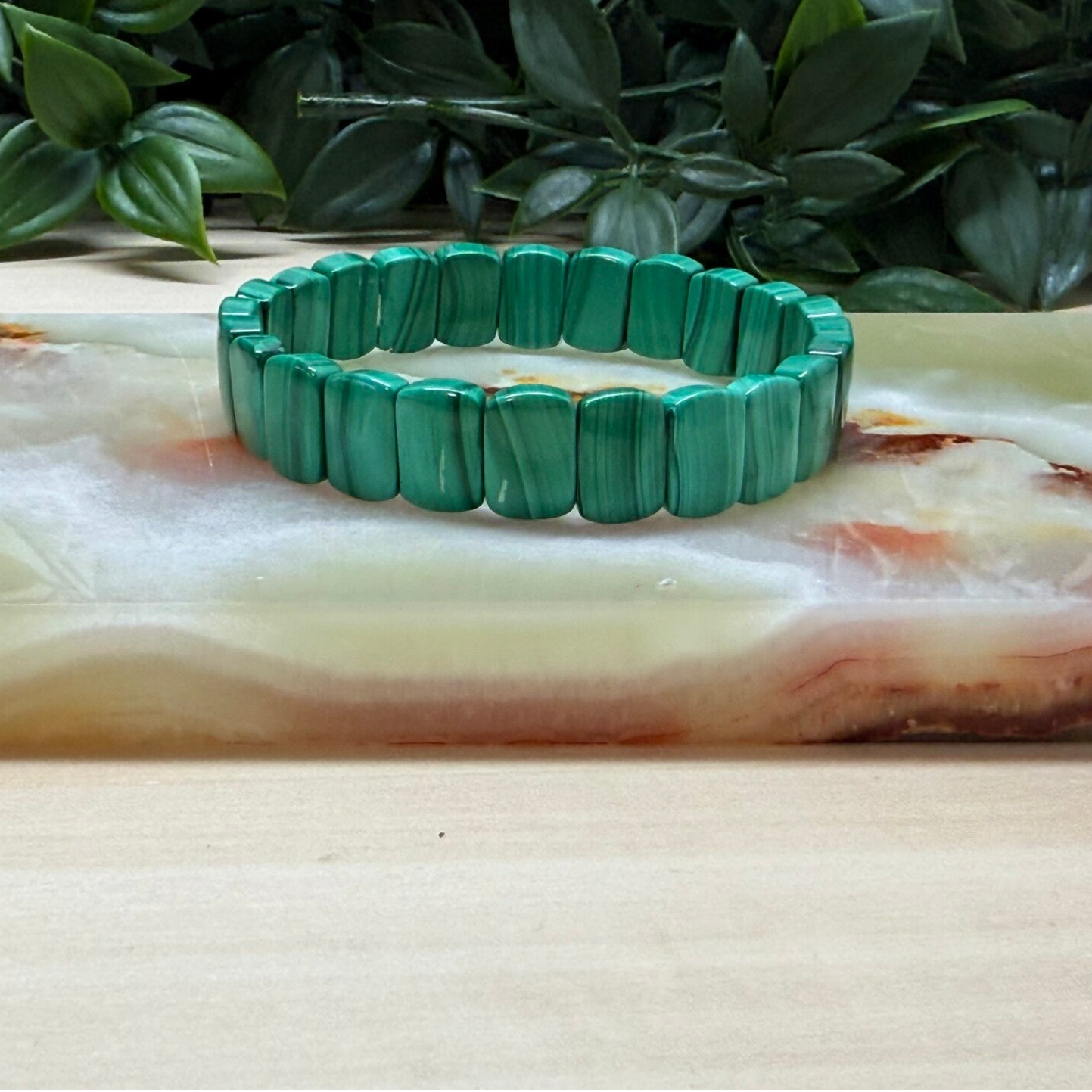 Soft bangle malachiet ovaal (12 mm)