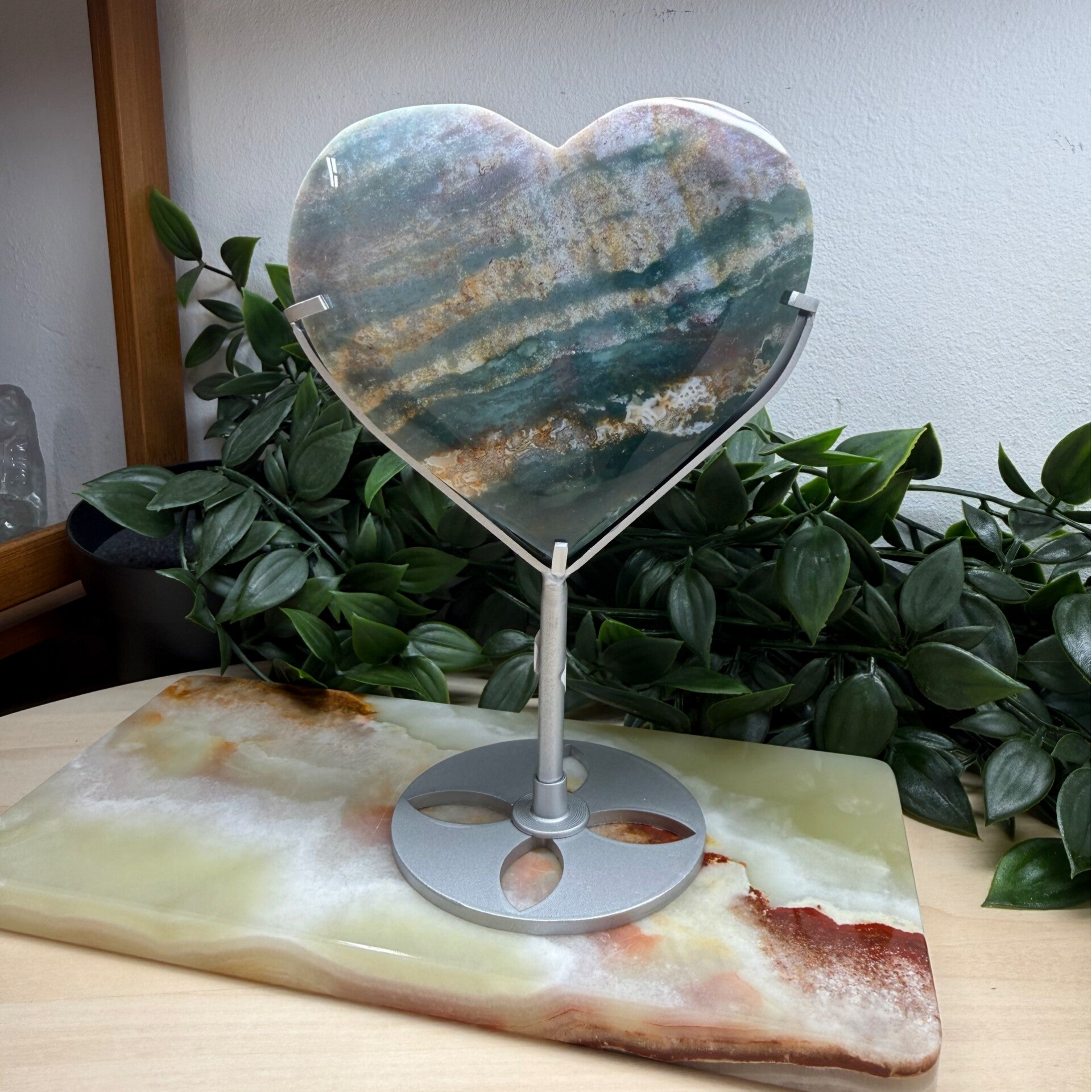 Hart van oceaan jaspis met houder