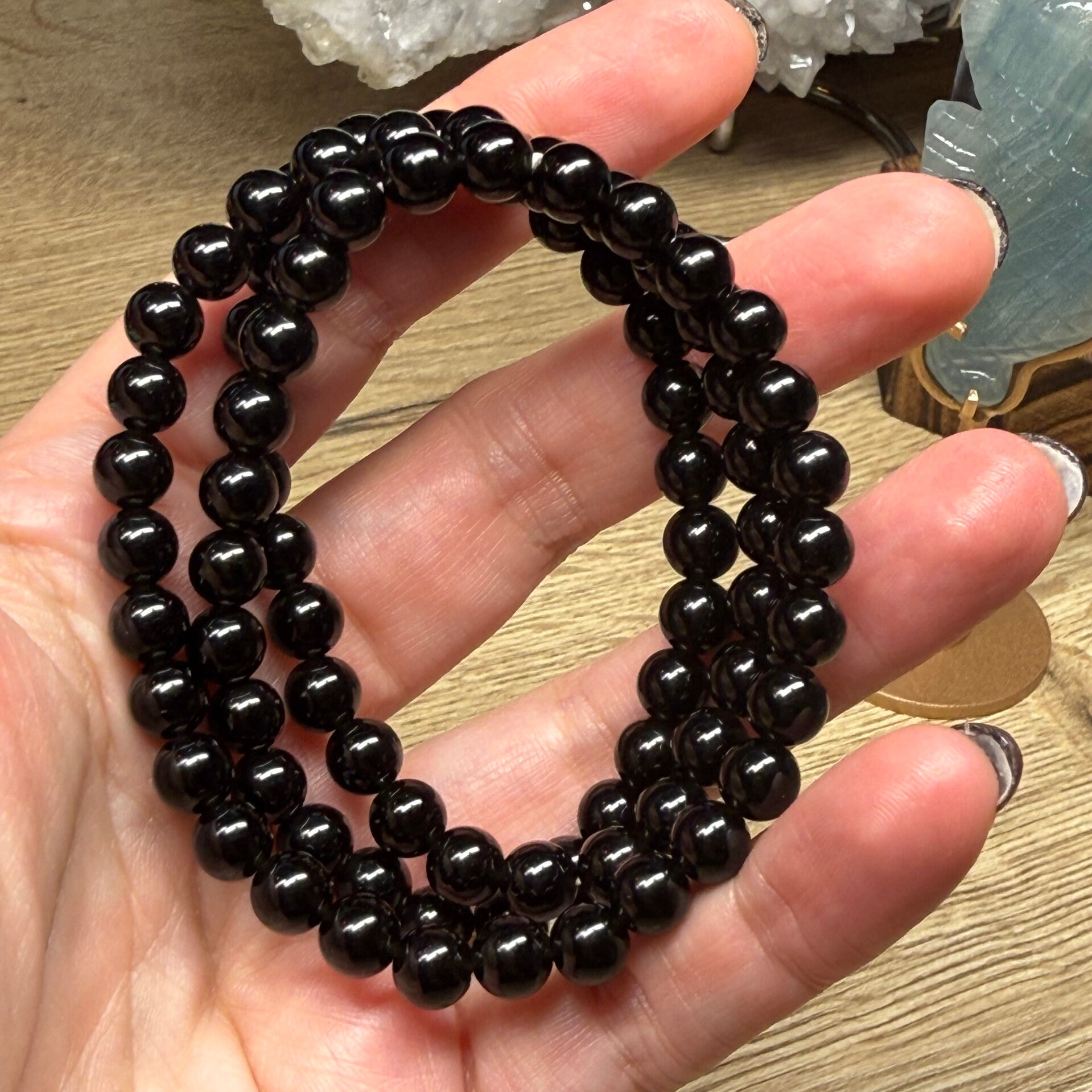 Obsidiaan zwart armband 6 mm