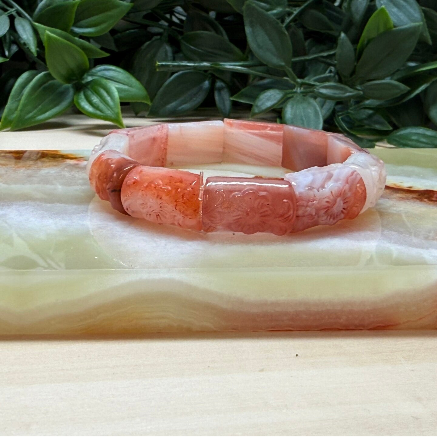 Nanhong agaat soft  bangle bloem