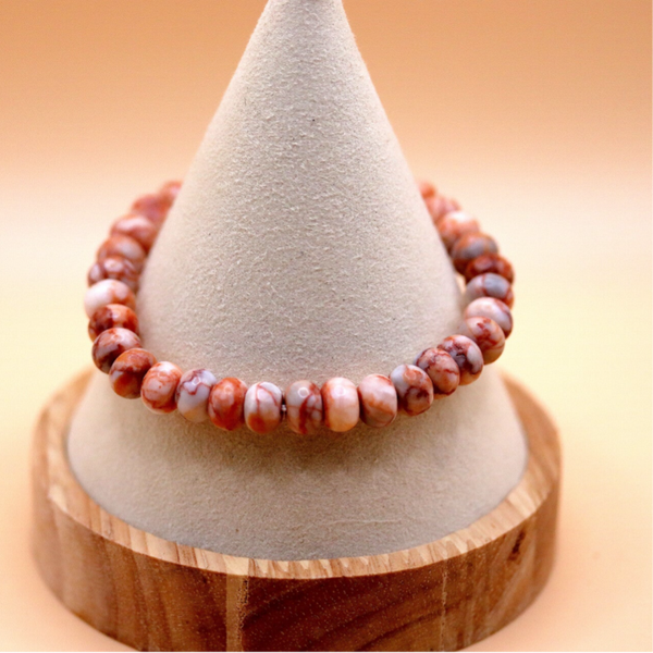 red vein jasper matte abacus armband (8 mm)