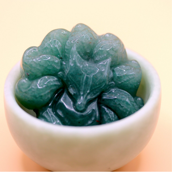 Nine tailed fox hanger groene aventurijn