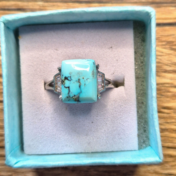Turkoois ring rechthoekig zilver S925