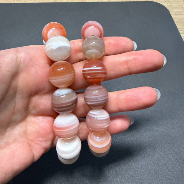 Roze Botswana agaat armband 16 mm