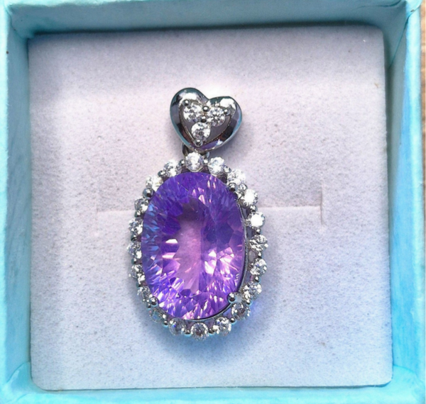 Lavendel amethist hanger ovaal S925