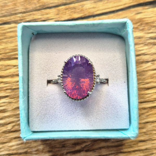 Lavendel jade kwarts ring ovaal zilver S925