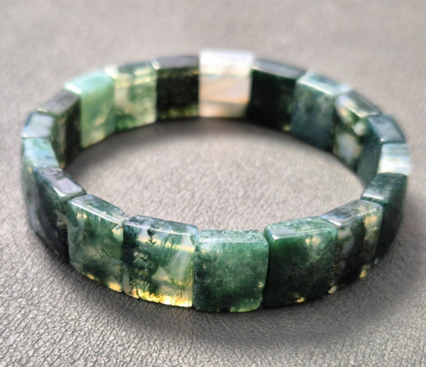 Armband / soft bangle van mos agaat