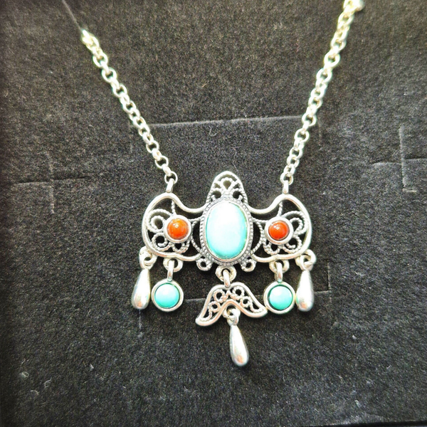 Turkoois ketting zilver S925 nanhong-agaat