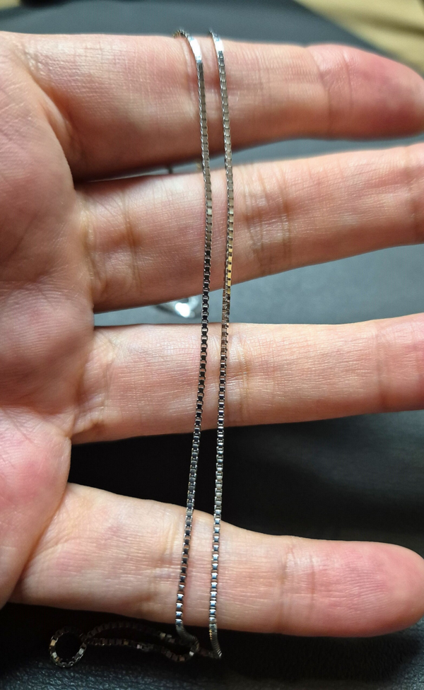 🧊 Vierkante Slangenketting – Sterling Zilver | 1 mm | 45 cm