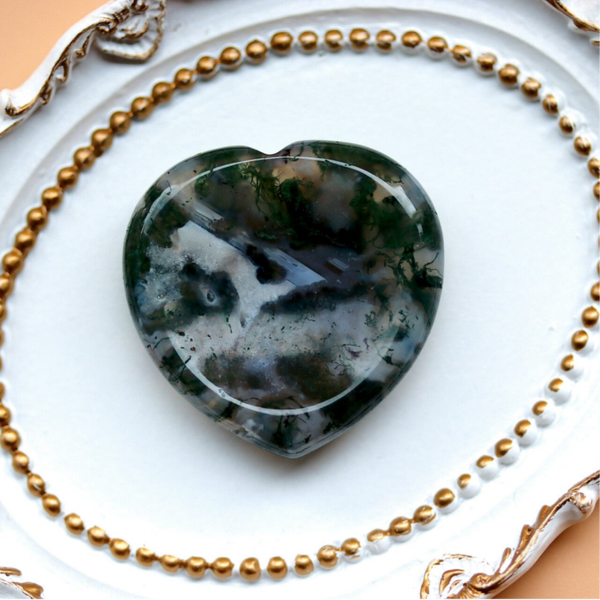 Duimsteen / Worry stone mosagaat hartvormig