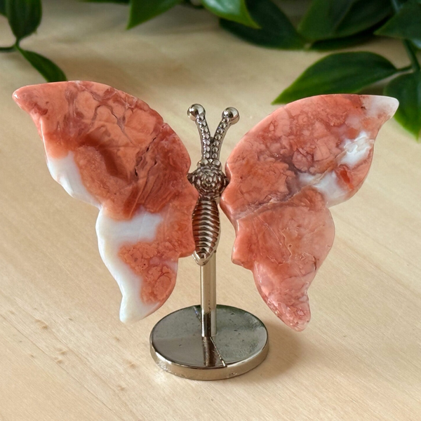 Vlinder cotton candy agaat / roze agaat 4