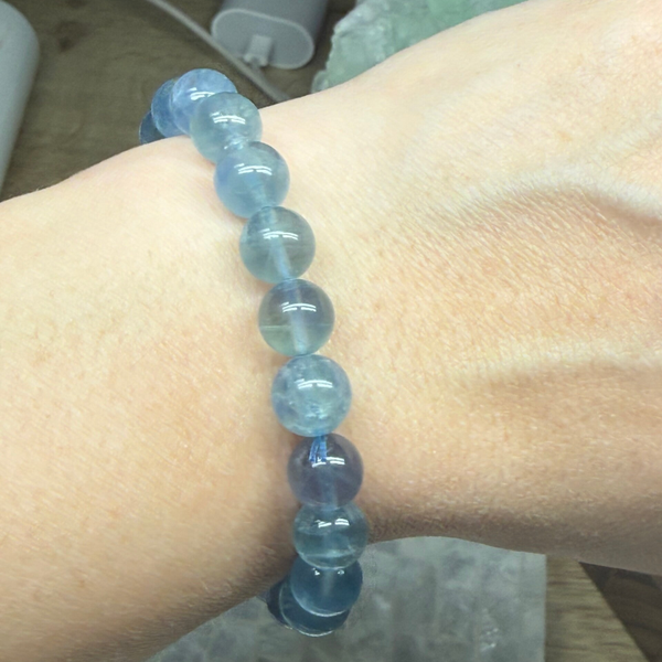 Blauwe fluoriet armband 8 mm