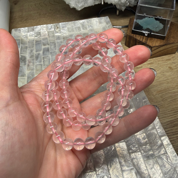 Rozenkwarts ster armband 7 mm