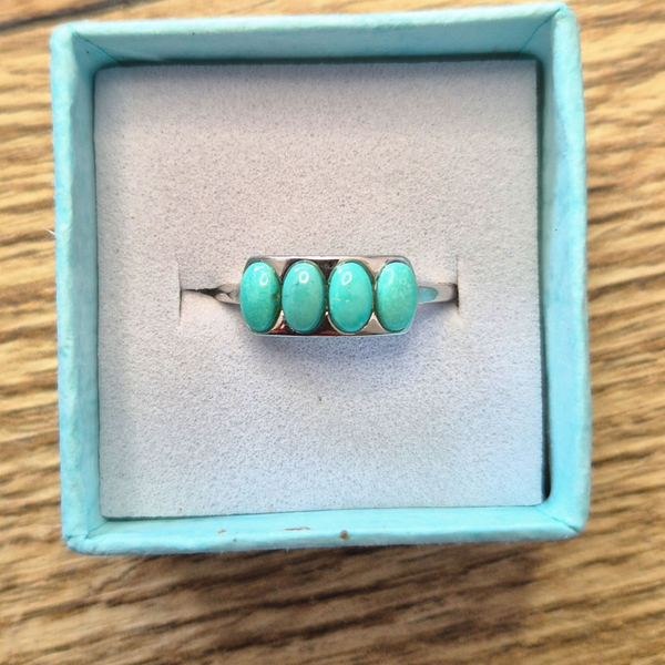 Turkoois ring 4 stenen zilver S925
